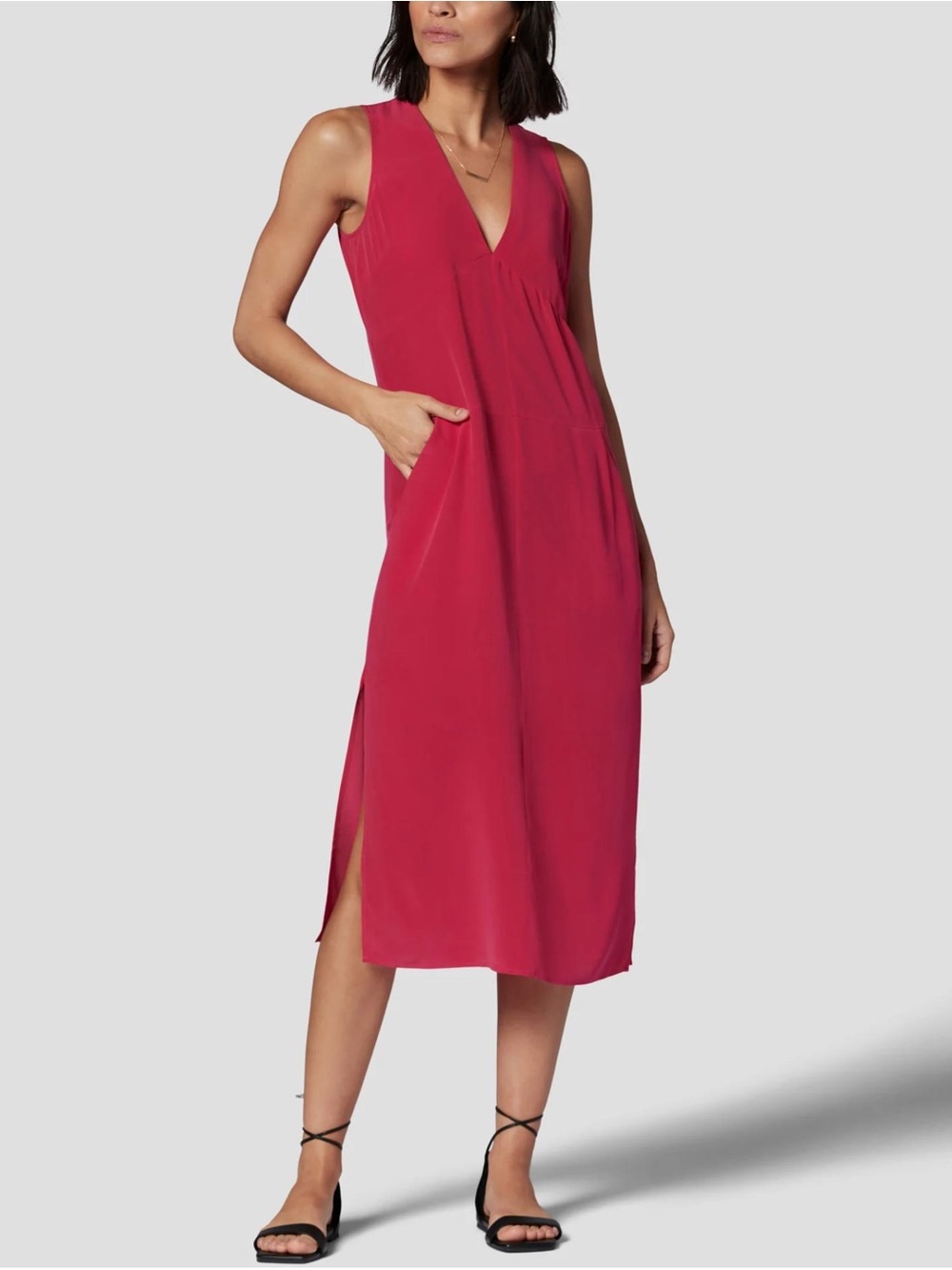 Equipment Femme Charlotte Luxury 100% Silk Sleeveless Midi Dress Hot Pink Sz 6